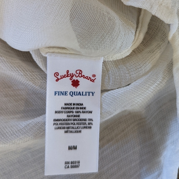 Lucky Brand, Ivory and Gold Bohemian Top, M - Picture 2 of 6